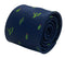 Navy dark blue tie with embroidered cactus design
